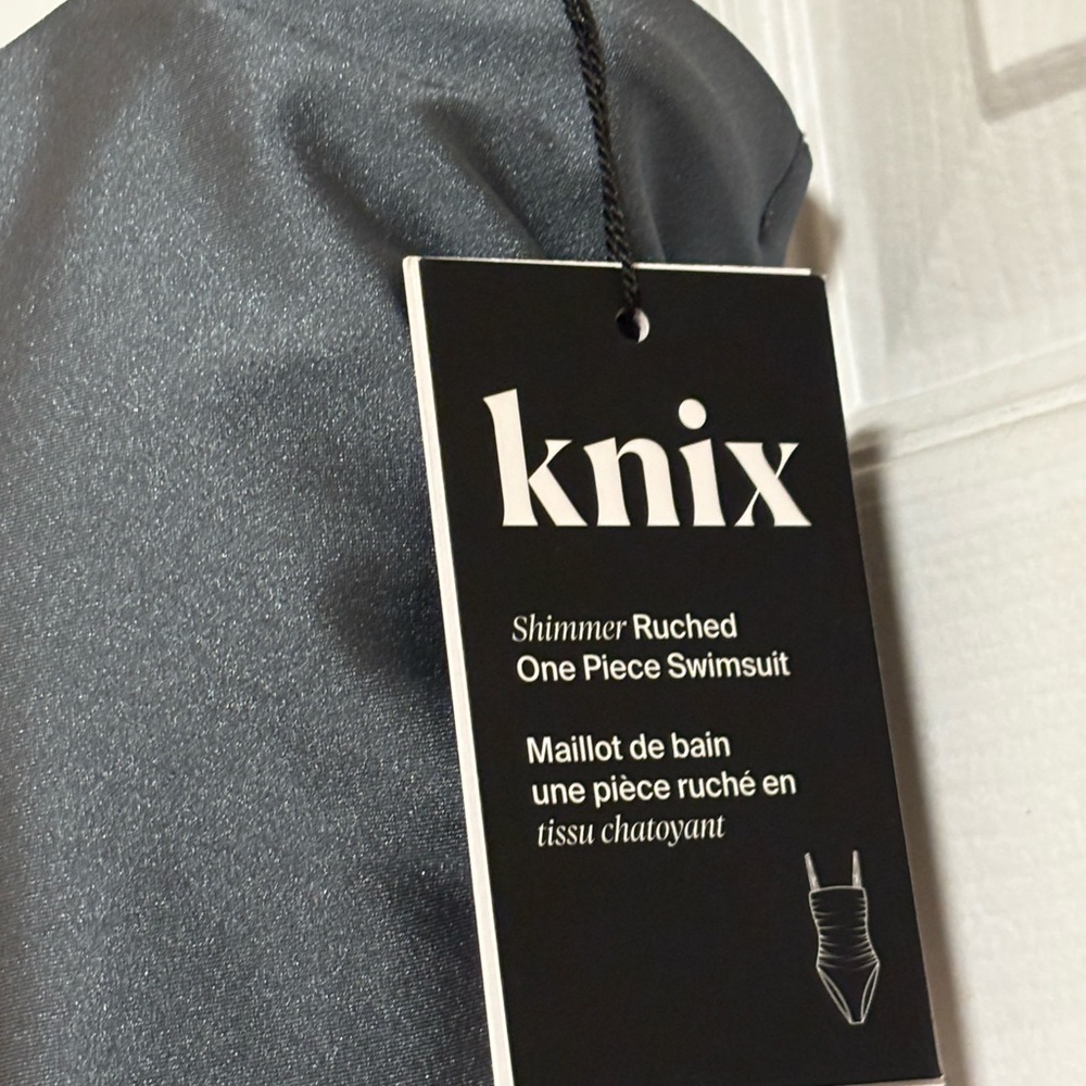 NWT Knix shimmery SILVER rouched One-Piece Swimsuit S+ - Picture 3 of 5